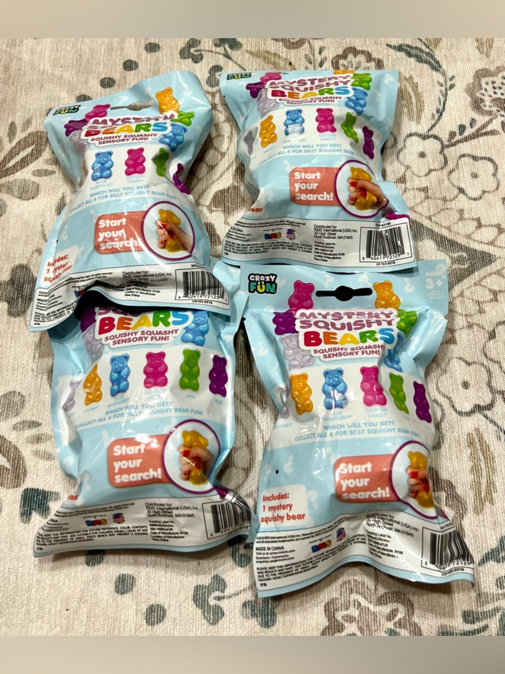 4 Mystery Squishy Bears Sensory Toy 5-Below New in Package - Picture 2 of 3